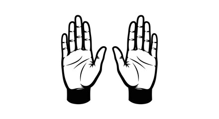 Obraz premium Open hands raised upwards, symbolizing offering, prayer, or a plea for help against a white background.