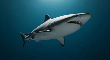 Obraz premium Shark in deep ocean