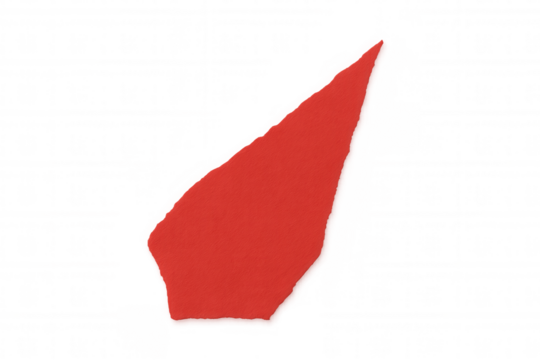 Red paper torn triangular fragment with rough edges providing a dynamic backdrop on transparent background - Powered by Adobe