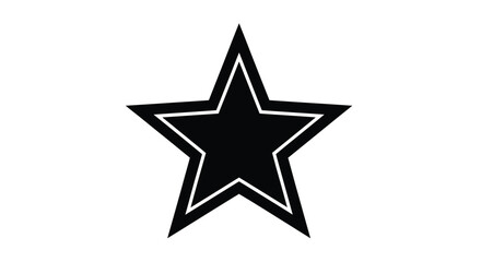 Fototapeta premium Bold black star silhouette with a white outline against a clean white background