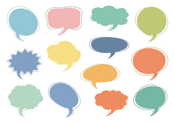 Collection of speech bubbles in various shapes and colors outlined