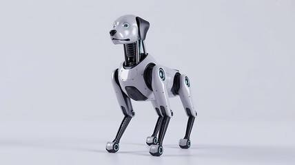 Fototapeta premium Futuristic robotic dog standing alert future pet companion advanced ai technology concept