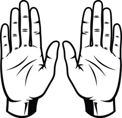 Obraz premium Two open hands facing forward in a simple, clean illustration