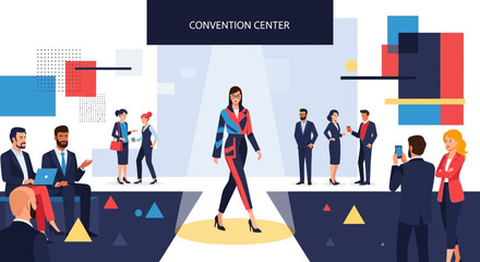 Illustrative Depiction Of Convention, Featuring Fashion, Professionals And Networking