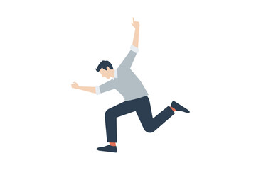 飛び跳ねてガッツポーズする男性