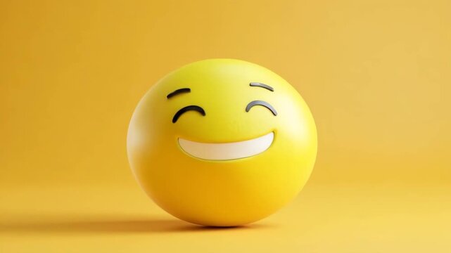 A cheerful yellow smiley face on a yellow background, like a happy egg symbol of joy and fun