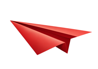 Red Paper Airplane isolated on a transparent background 1