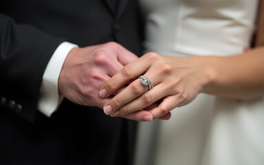 Obraz premium Wedding rings and hands. High quality