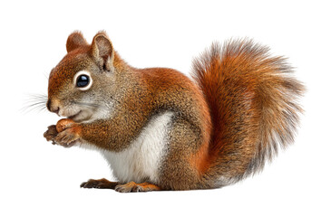 Obraz premium Red Squirrel Eating Nut isolated on a transparent background