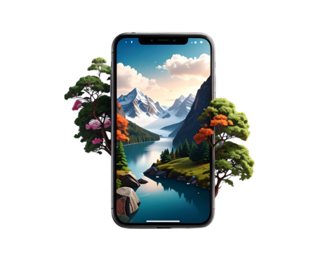 Mobile phone premium png digital device for make mockup