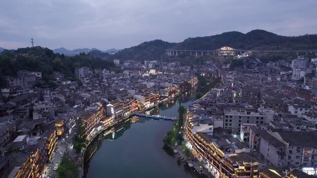 Night view of Fenghuang Ancient Town, Hunan