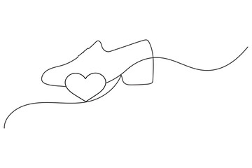 Obraz premium Continuous line drawing of modern shoes minimal outline vector artwork 