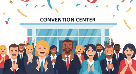 Successful Business Group Jubilant At A Convention Center Celebratory Moment