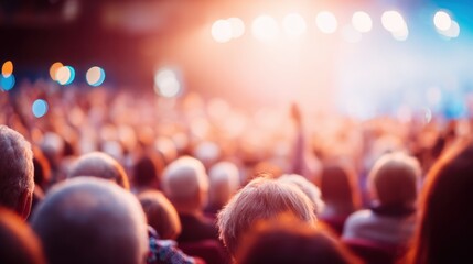 A large audience engages with speakers at a conference in a spacious hall. The atmosphere is lively, filled with enthusiasm as attendees raise their hands, eager to participate