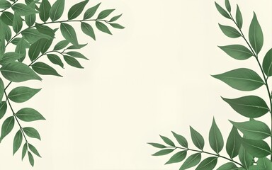 Naklejka premium Green gold leaves wedding invitation card template. High quality