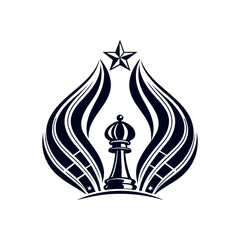 Chess king crown with star abstract vector illustration