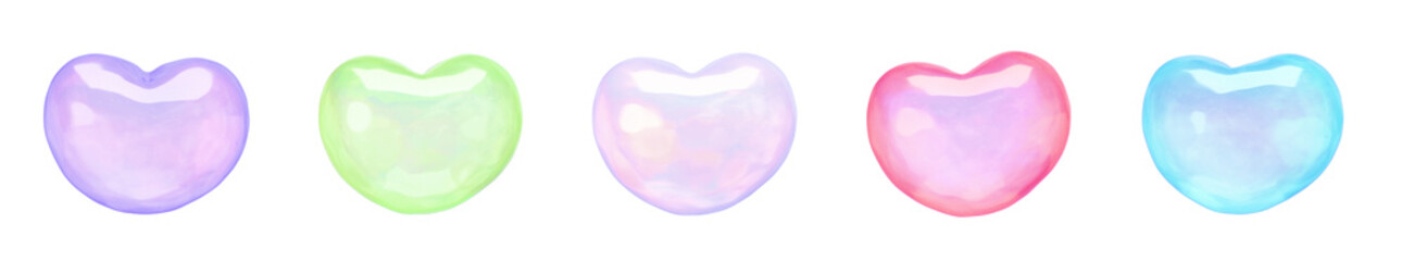 ぷっくりシール風3Dイラストセット ハートコレクション