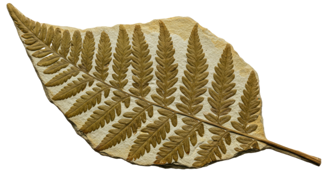 Fossilized Fern Leaf Imprint on Stone.