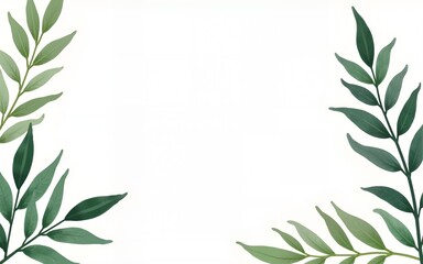 wedding invitation template card set with greenery watercolor leave and branch. High quality