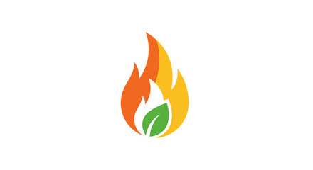 Flame and leaf logo for eco energy.