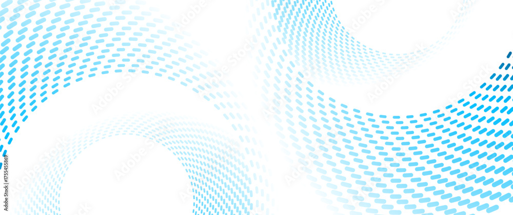 Wall mural bright blue circular and spiral dotted lines abstract tech geometric background