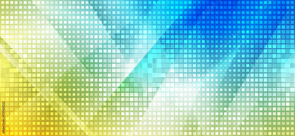 Canvas Prints yellow blue hi-tech geometric abstract background with small squares mosaic. vector low poly futuris