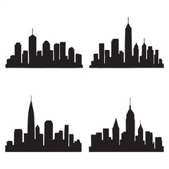 Obraz premium set of city skyline silhouette