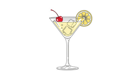 A delightful creamy cocktail garnished with a maraschino cherry and a thin slice of fruit.