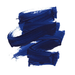 Abstract deep blue paint stroke texture for artistic backgrounds and creative projects isolated on transparent background