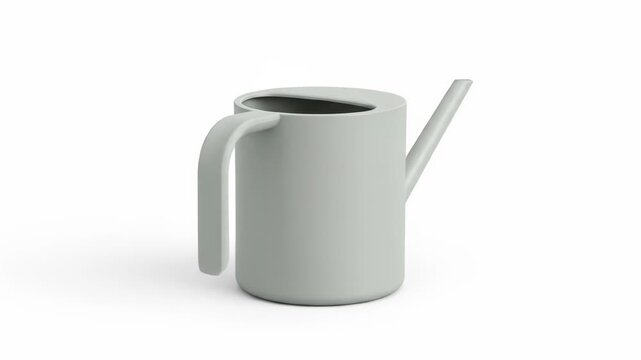 Light grey cylindrical mug with a simple handle, dark interior, and a minimalist lid featuring a sipping spout, isolated on white