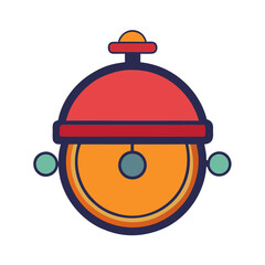 Stylized illustration of a festive red and orange bell with teal accents