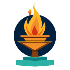 Bright flame ignites on a stylized torch with teal base
