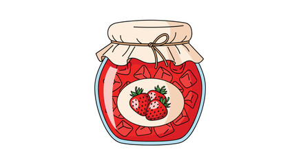 A delightful jar of homemade strawberry jam perfect for spreading on toast or pastries.