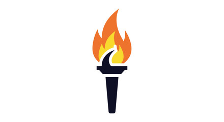 Torch with flame illustration on white background.