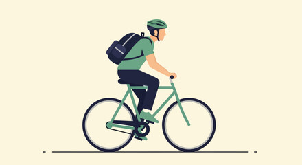Fototapeta premium Vector illustration of a man riding a bicycle.