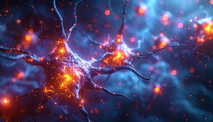 Cosmic neural network with glowing synapses and connections.