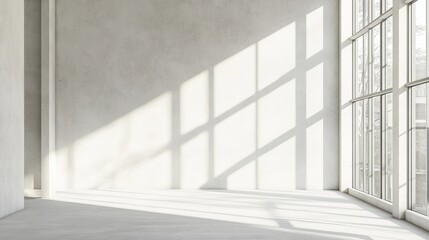 Fototapeta premium Bright white office interior with minimalist desk, modern decor, and creative workspace design