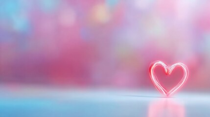 A glowing neon love sign stands out against a soft purple background, creating a romantic and inviting ambiance. The colors blend to enhance the feeling of affection and warmth