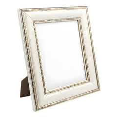 An ornate white picture frame isolated on transparent background for displaying photos