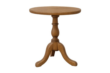 Round wooden pedestal end table with transparent background