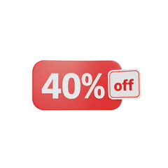 Eye-Catching forty percent discount promotion, appealing modern design on transparent canvas, sale