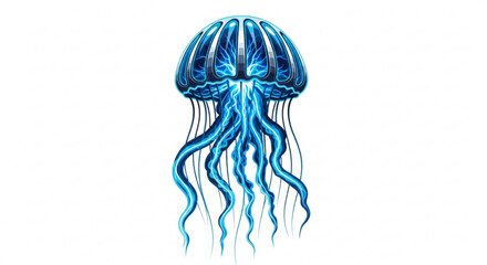 Blue glowing jellyfish illustration vector design for ocean life and marine biology themed projects and art