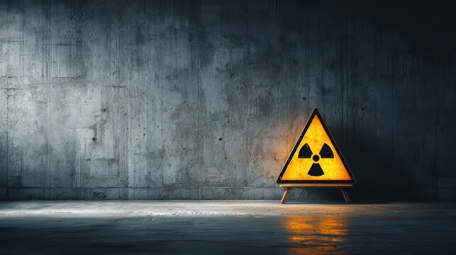 Warning Sign for Radioactive Hazard in Industrial Space