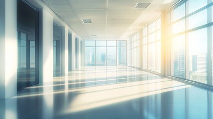 Obraz premium Modern empty office interior with open workspace and bright lighting