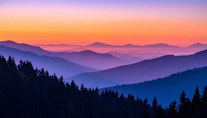 Fototapeta premium beautiful landscape sunset in the mountains with copy space