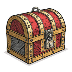 Elegant Create Bold Stroke Medieval Treasure Chest High-Quality Stock Image