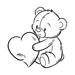 Soft Watercolor Teddy Bear Holding Heart Cute Vector Illustration
