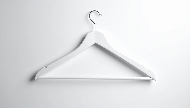 Simple white wooden clothes hanger isolated on a white background.