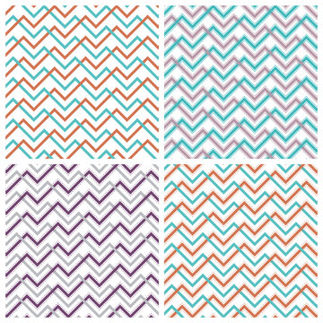 Chevron seamless patterns in mountain formation and geometric zigzag within a colorful collection of 4.