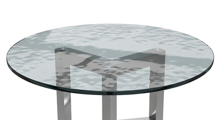 Elegant round glass table isolated on transparent background, showcasing its sleek design and transparent surface, perfect for modern interiors and minimalist aesthetics